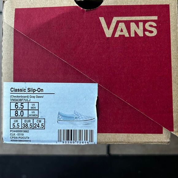 Blue and white checkered Vans slip ons - Picture 3 of 6